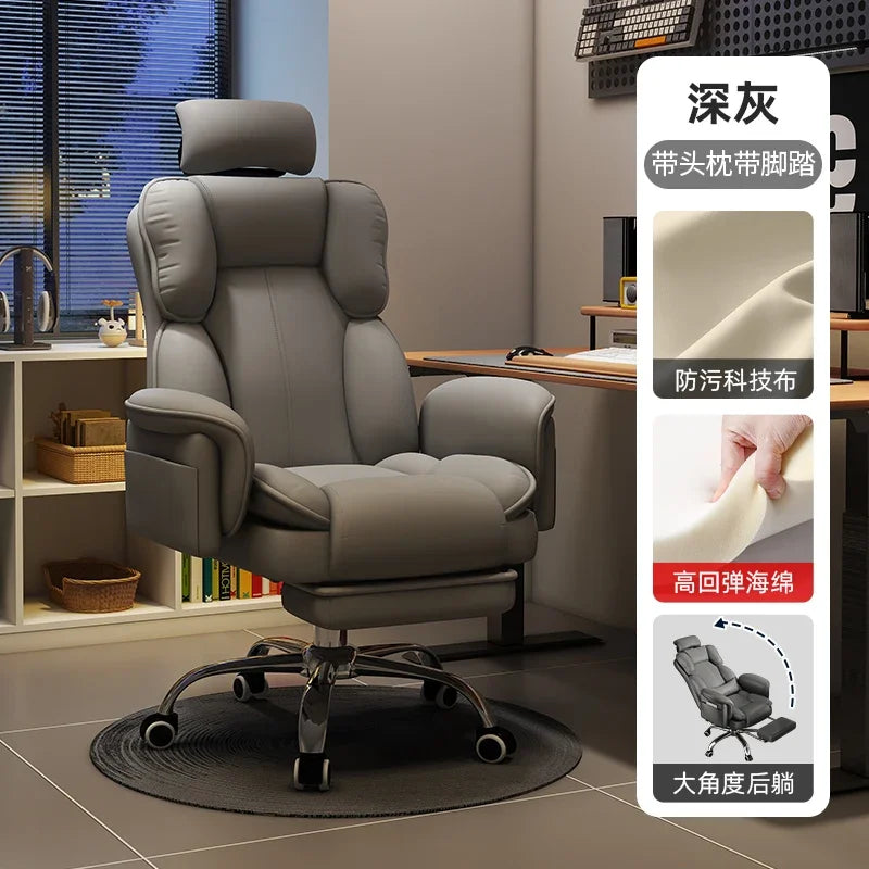 Office Chair Ergonomic Big Tall Computer Desk Chair with Retractable Adjustable Headrest Leather Chair with Flip up Armrests