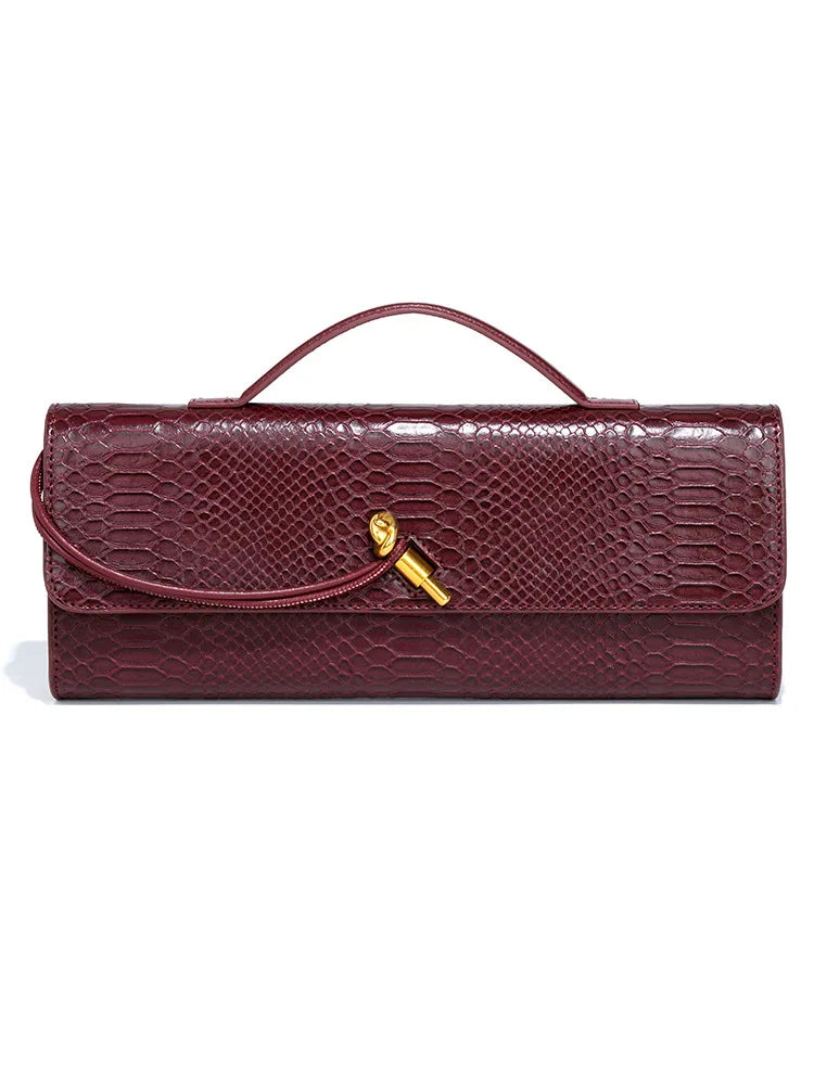 PU Leather Fashion Luxury Top-Handle Bag For Women Evening Handbag Long Purse Crocodile Pattern Crossbody Shoulder Bags...
