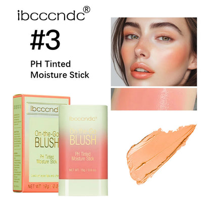 PH Tinted Moisture Stick Blush Stick Natural Cheek Face Rouge Blusher Lasting High Color Rendering Brightening Skin Waterproof