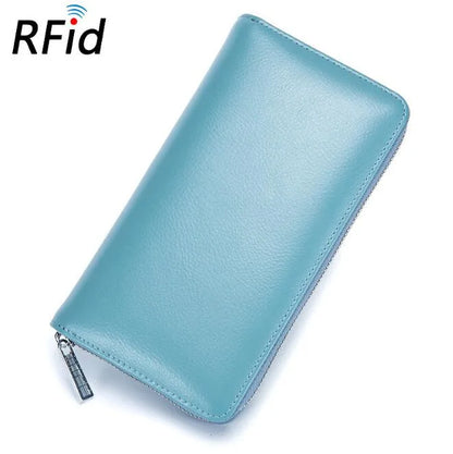 Men wallet genuine leather passport RFID long large capacity organ mobile phone  multi function card holder unisex wallets