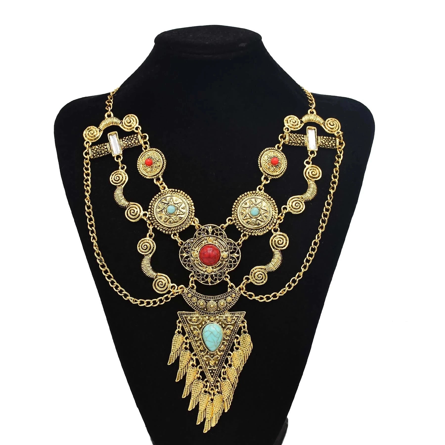 Gypsy Boehmian Hippie Collar Necklaces for Women Big Chunky Tibetan Silver Metal Necklace Festival Turkish Party Jewelry...