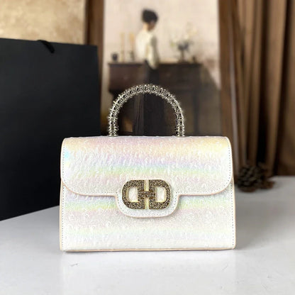 Advanced ostrich pattern diamond inlaid women's handbag new fashionable high-end shoulder crossbody bag | Kimlud Premium Bag