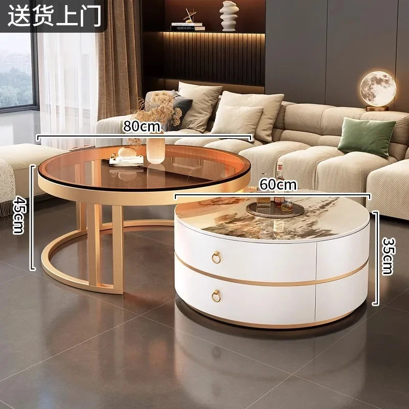 Glam Nordic Coffee Tables Round Simple Luxury Metal Coffee Tables Design Modern Muebles Para El Hogar Living Room Furniture - Kimlud