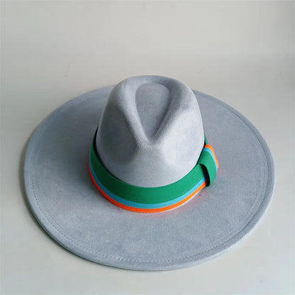 Grayish Brown Suede Hat Wide Brim 2026 NEW Fedora Hat Men Women Autumn Winter Felt Hats Classic Church Fedoras Chapeau...