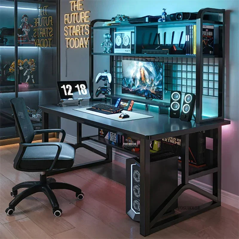 Home Office Table For Pc Gaming Desk Simple Desktop Computer Desks With Bookshelf Furniture Creative Reading Desk Gamer Table X