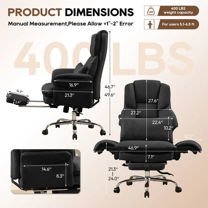 TCGBKAF Big and Tall Executive Criss Cross Office Chair, Ergonomic Computer Desk Chair with Adjustable Backrest, Flip Armrests & Footrest for Home & Office