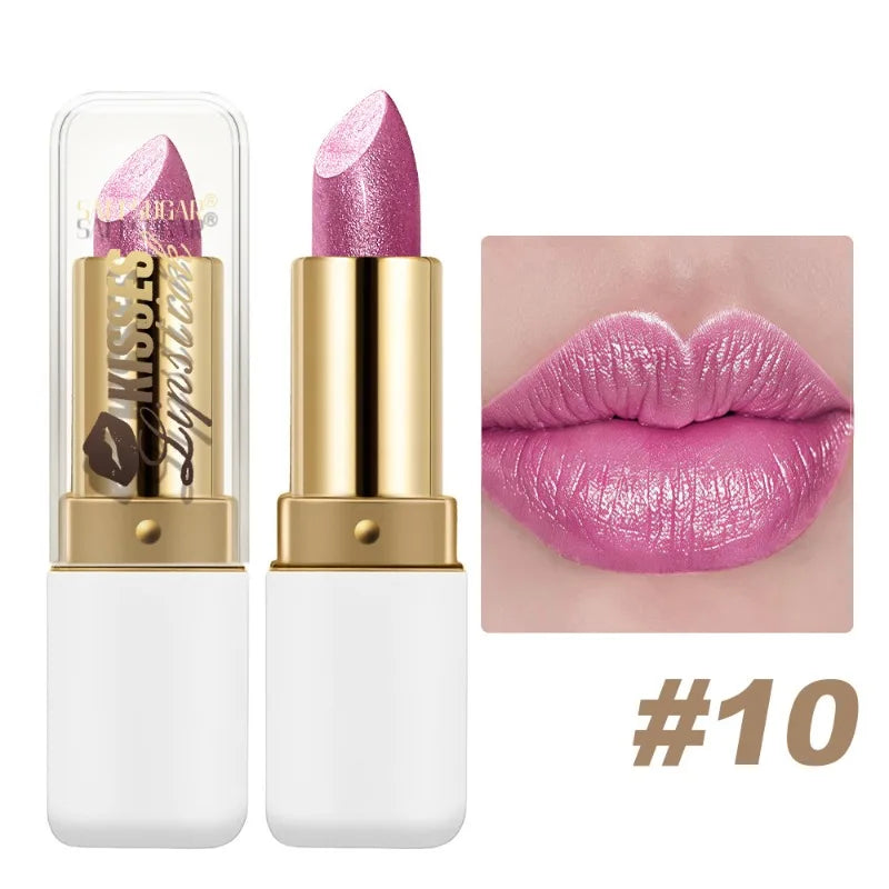 Pearlescent Purple Glitter Velvet Lipstick Waterproof Lasting Fine Shimmer Nourishing Diamond Lipstick Women Makeup...