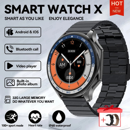 DT Watch X Smart Watch Men 466*466 AMOLED HD Screen 32gB Memory 3D Surround Vision Watch BT Call IP68 Waterproof Smartwatch Man