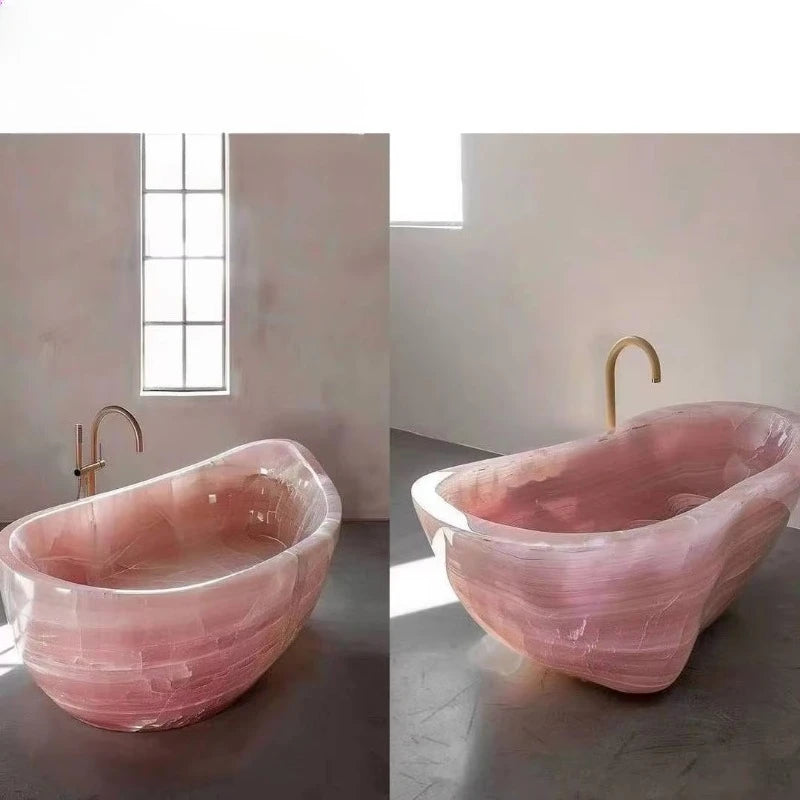 Irregular pink agate bathtubs for custom apartments and villas