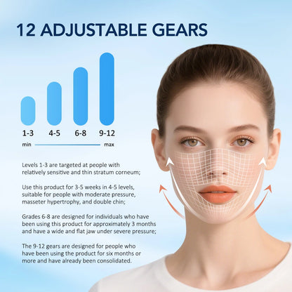 EMS Face Lifting Machine Microcurrent Double Chin Remover 12 Gears Facial Massager Vibration Slimming Firming V-Face Lift Device