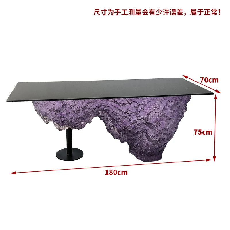 Premium Light Luxury Transparent Resin Hotel Front Desk Restaurant Villa Kitchen Partition Luminous Crystal Glacier Island Table