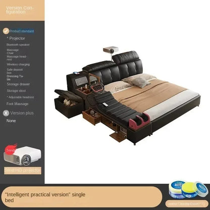 Modern Double Bed Girls Design Smart Bedroom Queen King Size Bed Beauty Sleeping Princess Leather Cama Lounge Suite Furniture - Kimlud