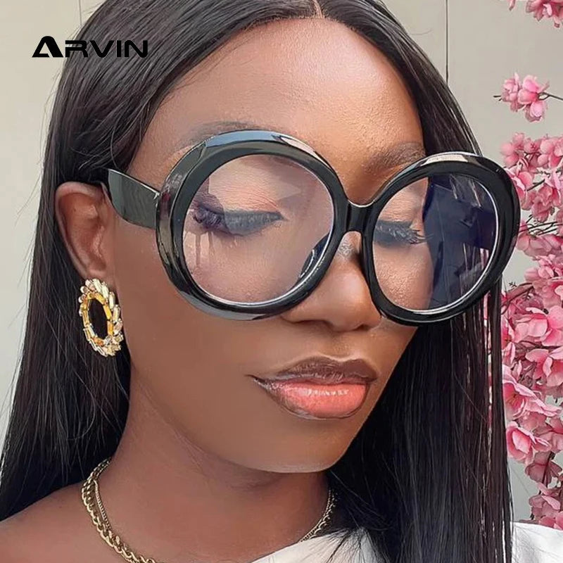 Oversized Round Eyeglasses Frames Women New Fashion Luxury Designer Ladies Glasses Candy Color Non-prescription...