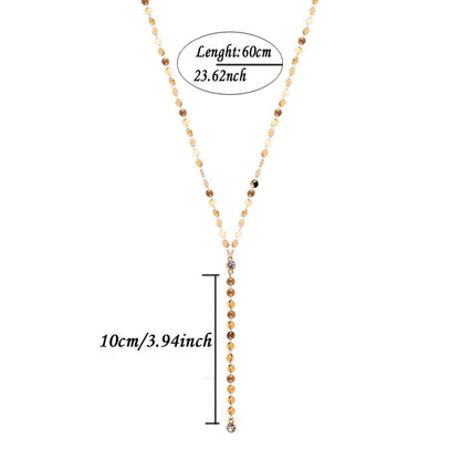 Stainless Steel Sexy Multilayer Sequins Chain Tassel Crystal Pendant  Necklace For Woman Y Shape Disc Choker Necklace