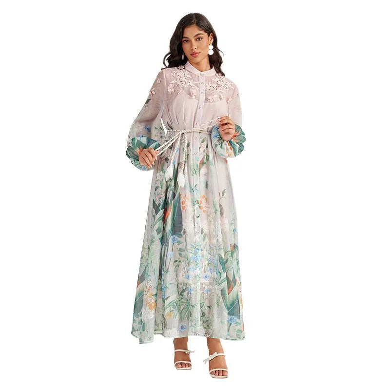 Sle Long Sve Embroidered Dr Stand Collar Tee Dimensional Holiday Faion Low Waist Thi Winter Street Sle