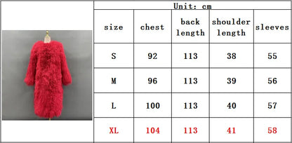 Long Mongolian Real Fur Coat For Women Elegant Fluffy Solid Thicken Warm Long Sleeves Coats Winter Chic Long Style