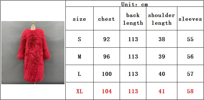 Long Mongolian Real Fur Coat For Women Elegant Fluffy Solid Thicken Warm Long Sleeves Coats Winter Chic Long Style