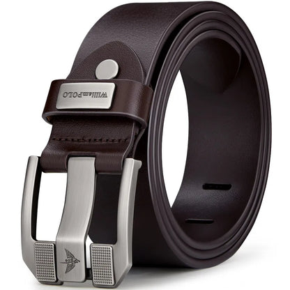 Men's casual belt, fashionable needle buckle cowhide personalized belt, retro style denim belt - Kimlud