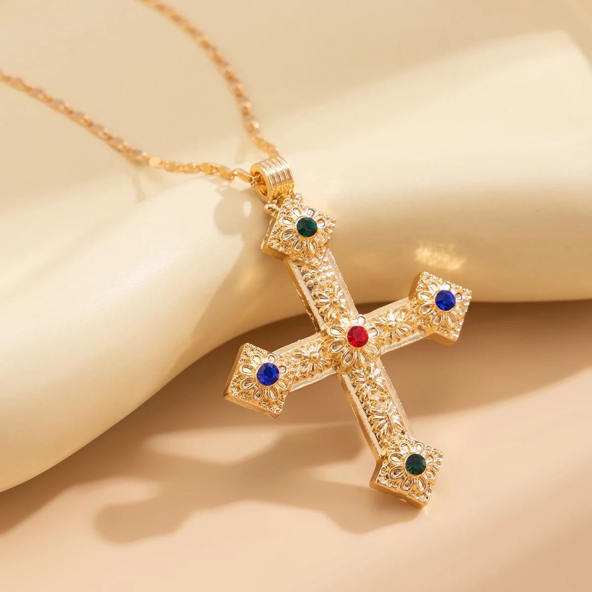 IngeSight.Z Exquisite Vintage Juses Cross Pendant Men Necklace Trend Classic Imitation Pearl Choker Women Punk Party Jewelry