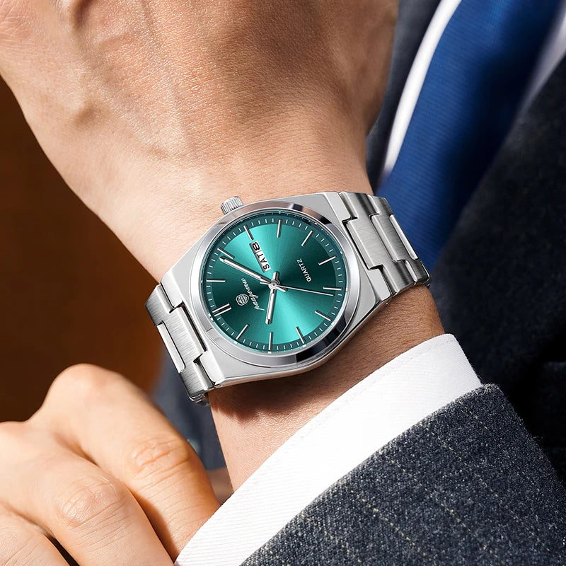 PAAZOMU Fashion Men's Quartz Watch Stainless Steel Waterproof Luminous Man Watch Chronograph Date Multifunction Watches For Men