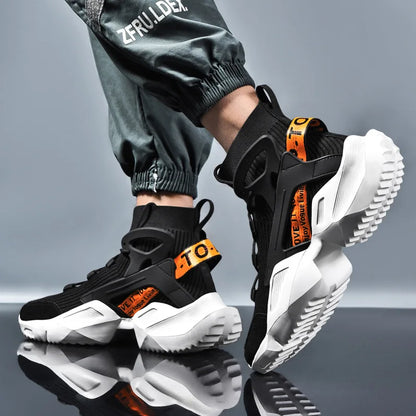 2026 New High-top Socks Shoes Chunky Sneakers Men White Trend Street Light Sports Running Shoes Big Size 45 46 Walking shoes