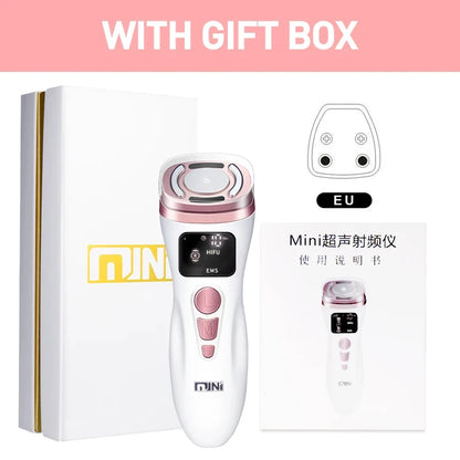New Mini HIFU Ultrasonic Machine EMS  Microcorriente Facial Lifting Firming Skin Care Anti Wrinkle Massager