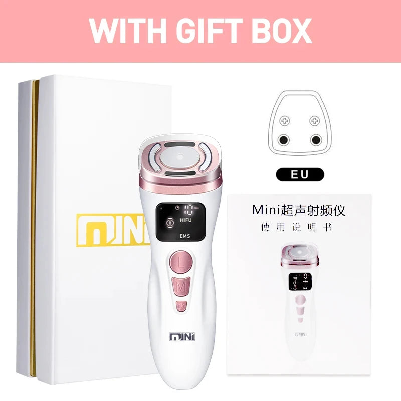 New Mini HIFU Ultrasonic Machine EMS  Microcorriente Facial Lifting Firming Skin Care Anti Wrinkle Massager
