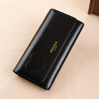 RFID Anti-Theft Brush and Demagnetization Long Handbag, Large Capacity Integrated Card Bag, Multi-Functional Wallet, Leather Cow