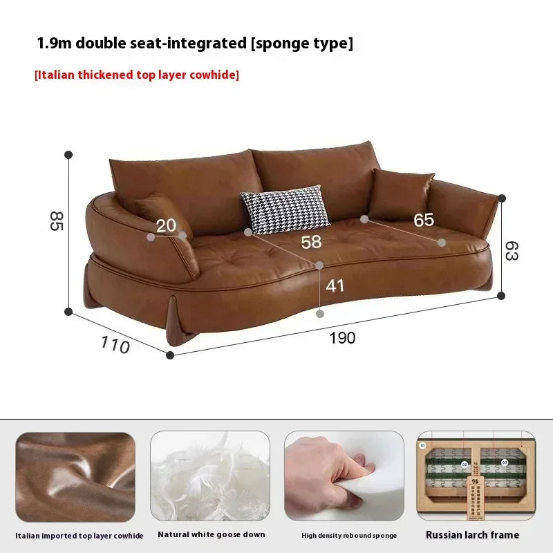 Wood Brown European Sofas Waterproof Armrest Luxury Floor Lounges Couch Puffs Nordic Designer Divani 2 Posti Unique Furniture - Kimlud