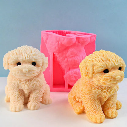 Teddy Dog Candle Mold Cute Animal Pet Puppy Dog Handmade Aromatherapy Plaster Soap Silicone Mould DIY Home Decoration Tools - Kimlud