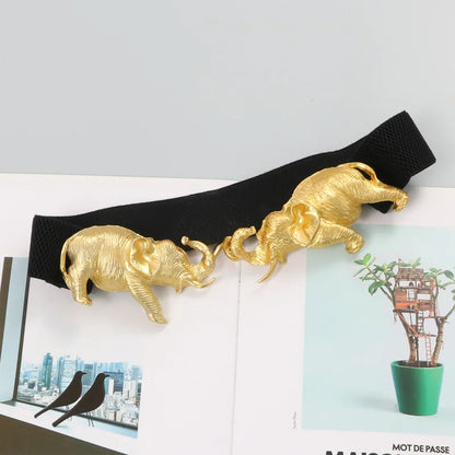 New Original Design Gold Elephant Leather Belt High Quality Personalized Fashion Women's Dress Elastic Belt Designer...