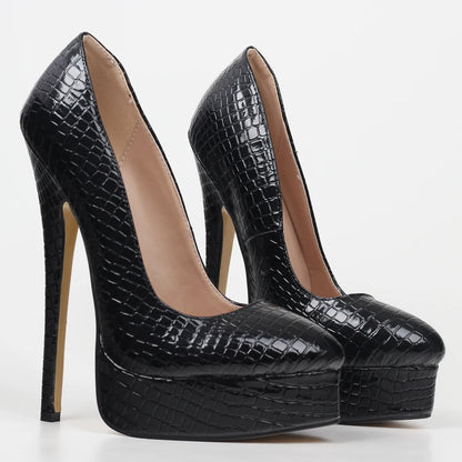 18cm High Heels Sexy Platform Boots Pointed Toe Pumps Party Shoes Plus Size 36-46