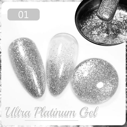 7.5ML Sparkling Reflective Glitter Gel Nail Polish Pink Purple Red Blue Colors Dark Flashing Nail Gel Soak Off UV Nail Varnish