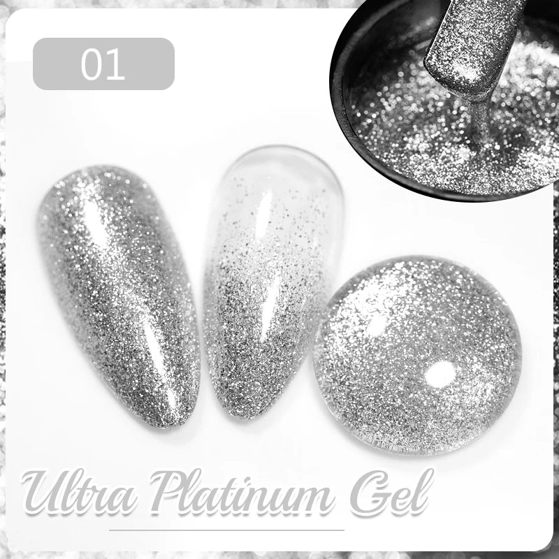 7.5ML Sparkling Reflective Glitter Gel Nail Polish Pink Purple Red Blue Colors Dark Flashing Nail Gel Soak Off UV Nail Varnish