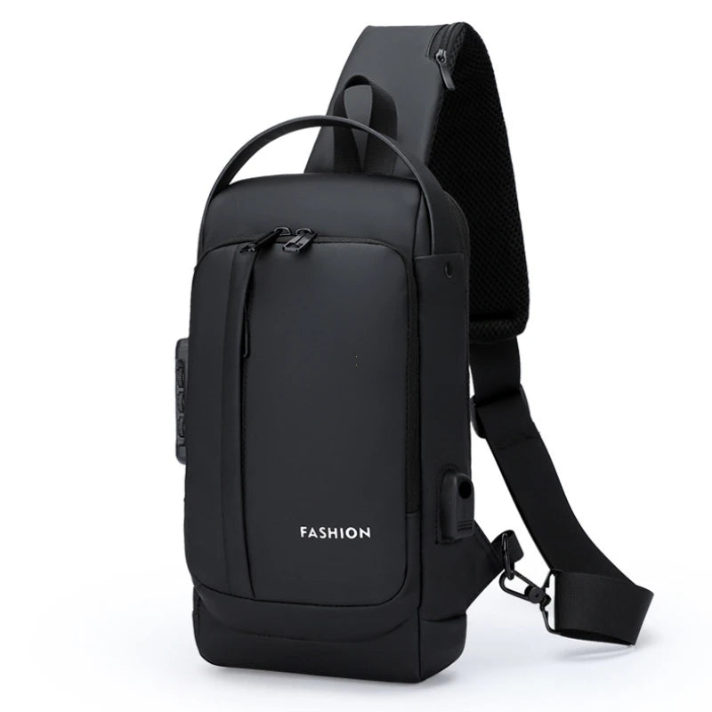 Men Anti Theft Chest Bag Shoulder Bags USB Charging Crossbody Package School Short Trip Messengers Bags Men's Oxford Sling Pack - Kimlud