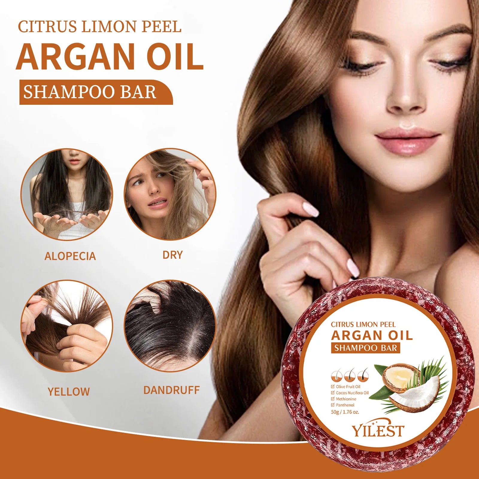Argan Oil Shampoo Soap Bar Anti Hair Loss Repair Damaged Frizz Argan Oil Scalp Treatment Hair Care for Hair-Gentle...