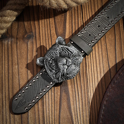 A casual, individual and retro belt, Western-style clothing accessory, metal buckle, PU belt, suitable for both men and women