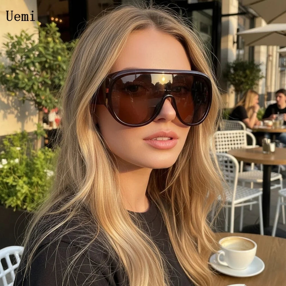 New Fashonable Oversized One-piece Luxury Sunglasses For Women Men Big Goggles Sports Sun Glasses Trendy Shades UV400 Eyewear - Kimlud