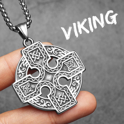 Retro Viking Celtic Knot Cross Men Necklaces With Pendant Stainless Steel Jewelry For Male Women Punk Hip Hop Accessories Gifts