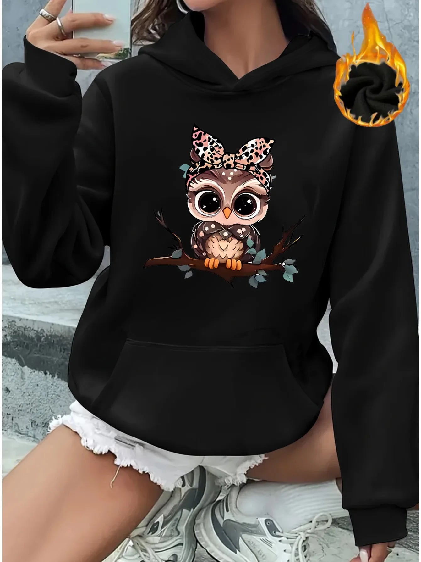 Basic Polyester Hoodie Alphabet Print 100_ Polyester Women Autumn and winter  Comfortable Pullover Crewneck Loose Female Clothes