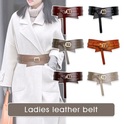 Medieval Leather Waist Belt Women Corset Wide Belts Girdle Belts Wide Cowhide Pin Buckle Waistbands For Dress Coat Decor