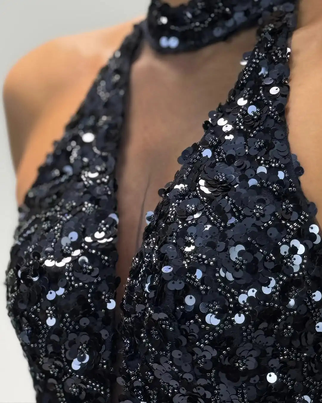 Ofherown Luxury Sequins Beaded Mermaid Evening Dresses Halter Deep-V Neck Prom Gowns Formal vestido de noche Customized