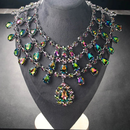 Exaggarete Multilayer Necklace Choker Wedding Decoration Gift 2025 Dramatic Water Drop Crystal Chunky Choker for Bridal Austrian