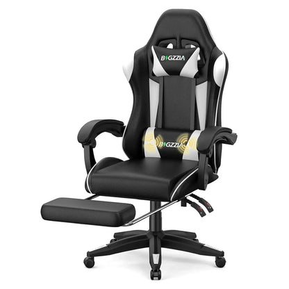 Gaming Chair, Gamer Chair with footrest and Massage Lumbar Support, Height Adjustable Video Game Chair with, Customized