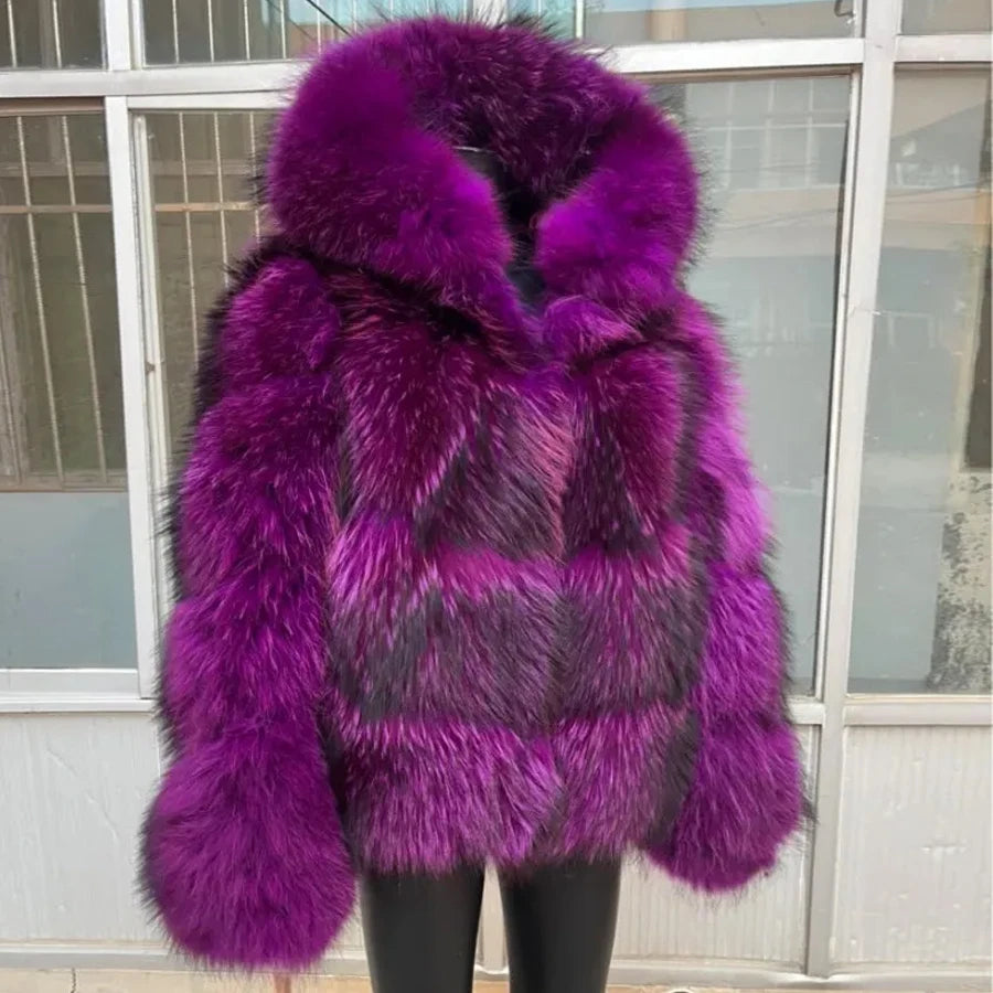 Natural Racoon Fur Coats Round Collar Genuine Fur Coat Cropped Raccoon Fur Coat Winter Women Best Selling Real Fur Coat