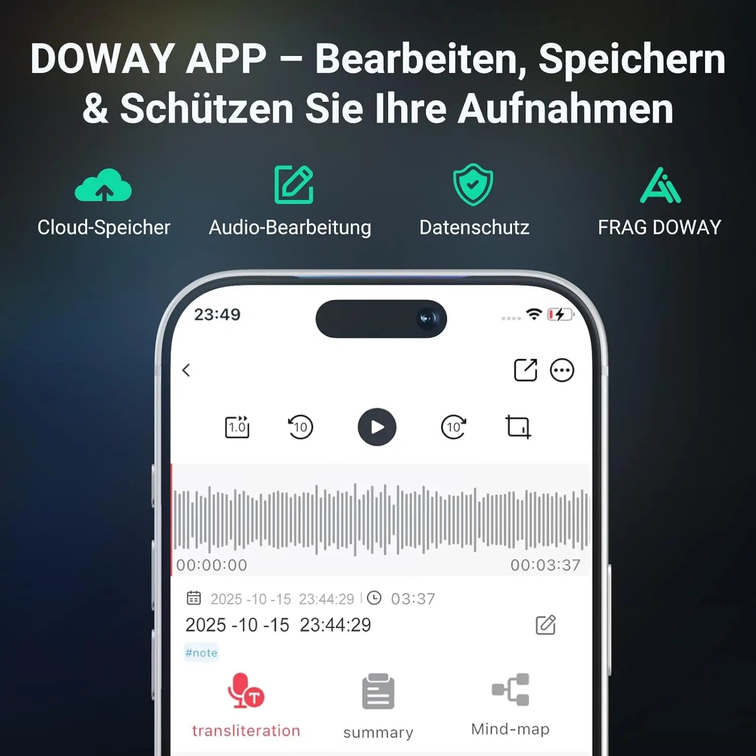 MECHEN 64GB AI Voice Recorder for Conference & Call 81 Languages Transcription & AI Summary, App Control, Unlimited Cloud, with