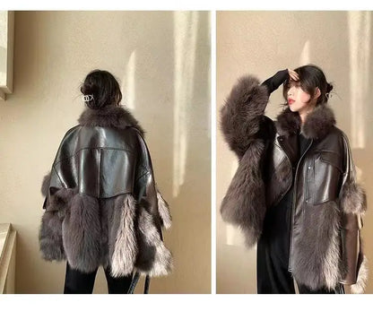 Vintage Thick Fashion Warm Coat Fur Coat Women's 2023 Winter New Korean Fashion Imitation Fox Fur Padded Coat Street Outwears