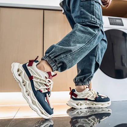 Men's sports shoes four seasons new thick-sole non-slip outdoor casual running shoes student light breathable soft-sole sneakers - Kimlud