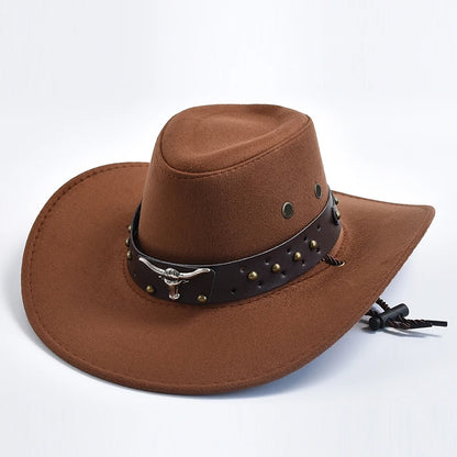 Artificial Suede Western Cowboy Hats Vintage Big-edge Gentleman Cowgirl Jazz Hat Holidays Party Cosplay Hat | Kimlud Mid...
