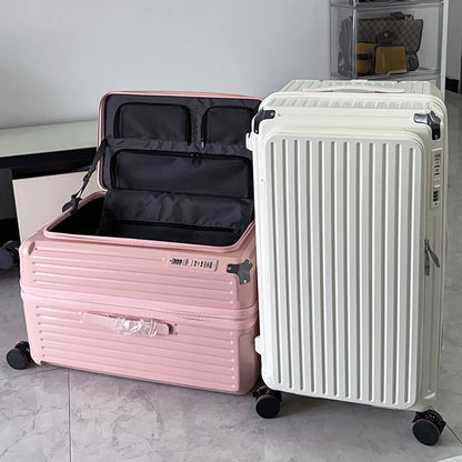 2025 New Side Opening Suitcase PC Large Capacity Luggage with USB Cup Holder 34 inch Password Trolley Case 20" Travel Suitcases